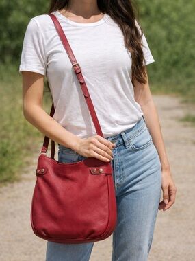 Lodis Solange Red Leather Crossbody Bag Adjustable Strap
